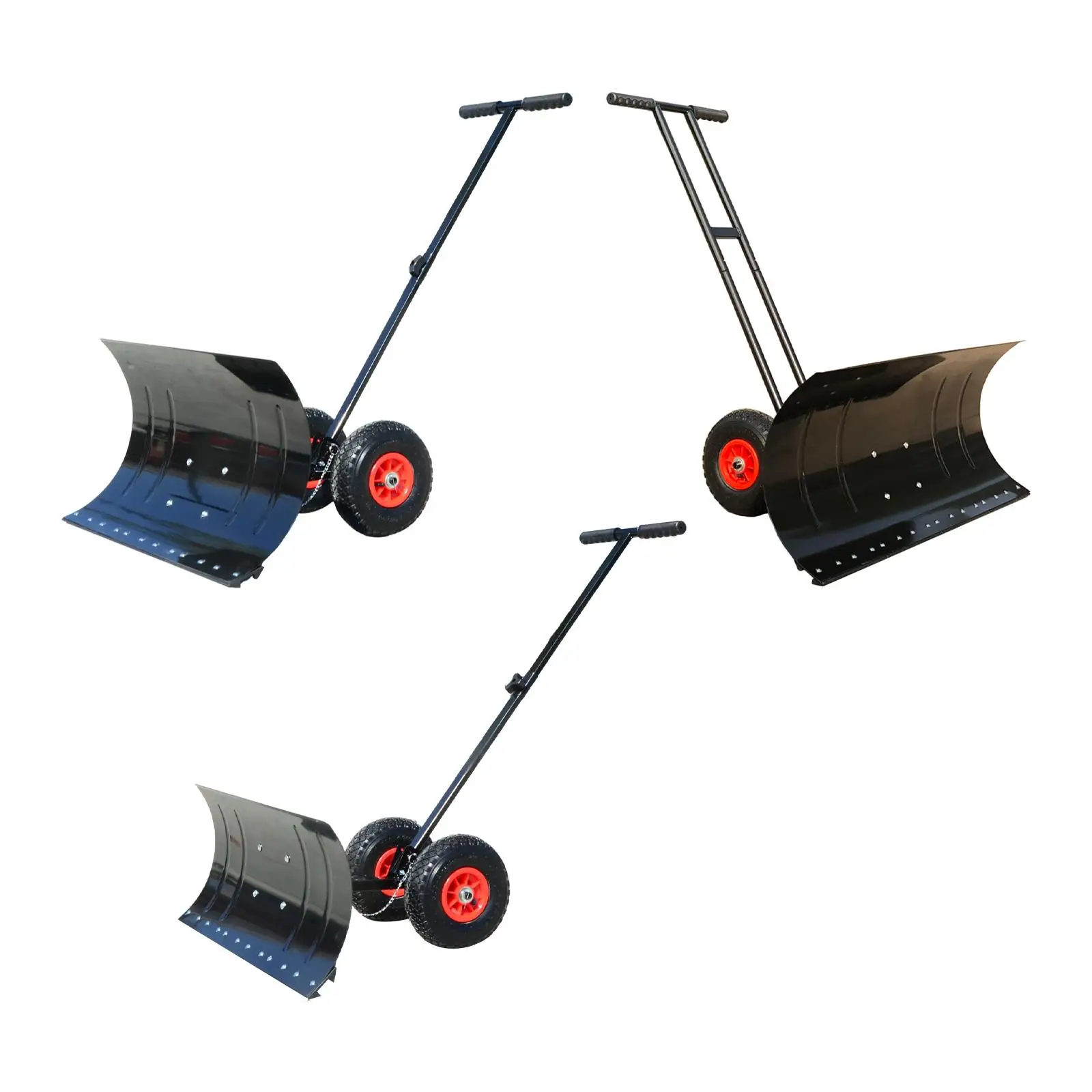 

Колесная лопата для снега, толкатель, металлические противоскользящие колеса, переносной зимний толкатель для снега для парка, палубы, дорожки, дверной сад