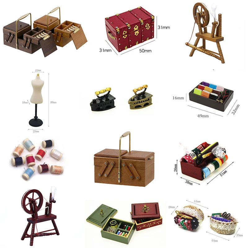 

Dollhouse Decor Kids Gift Doll Accessories Miniature Sewing Accessories Mini Needle and Thread Storage Box Needle Scissors Kit