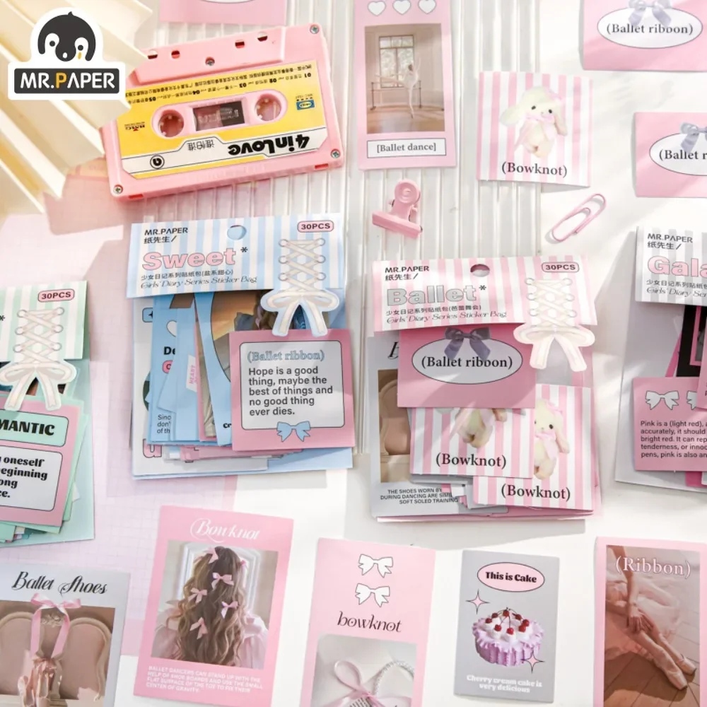 

Mr. Paper, розовый милый стикер с сердцем для девочек, Ins, художественный стиль, герметичный стикер, руководство, декоративная наклейка, канцелярские товары, 30 шт./упаковка