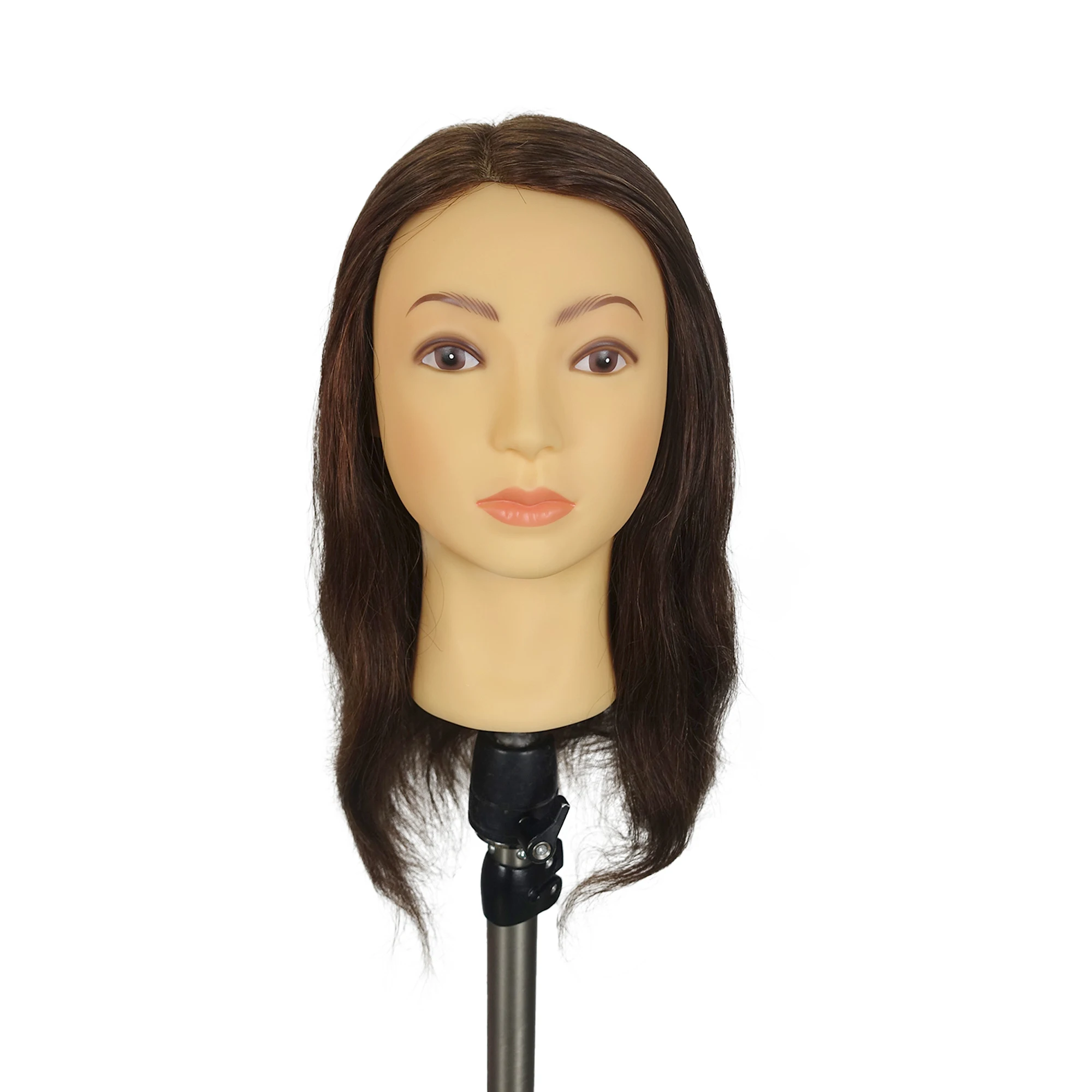 Mannequin-Head with 40CM Mixed Hair Dark Brown Training Head Salon Female Mannequin Training Doll Head Wig Head