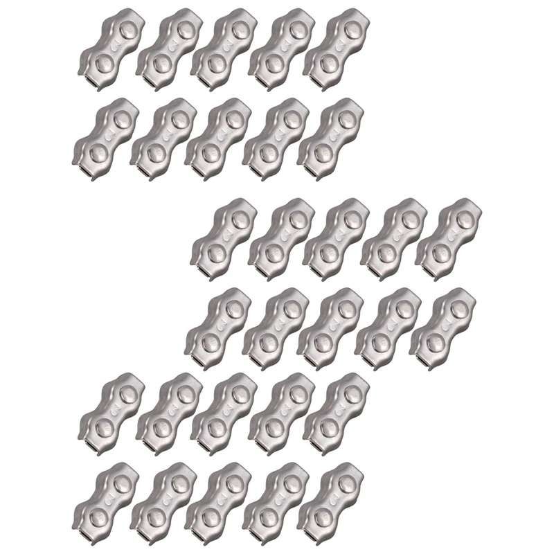 

30 Pcs 3Mm Duplex Clips Stainless Steel Wire Cable Rope Grips Clamps Caliper
