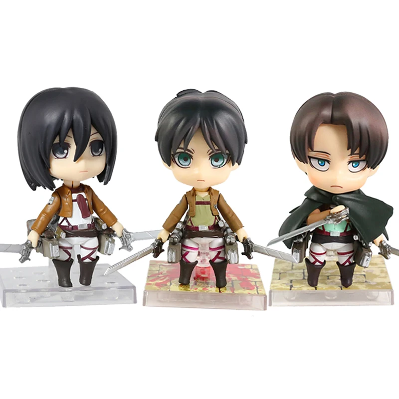 

Attack on Titan Mikasa Ackerman 365 Levi 417 390 Eren 375 Action Figure Cute Model Desktop Ornaments Doll Gift
