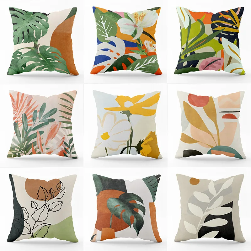 

New Pillowcase Abstract Tropical Rainforest Plant Sofa Bedroom Pillowcase Square Cushion Homeware