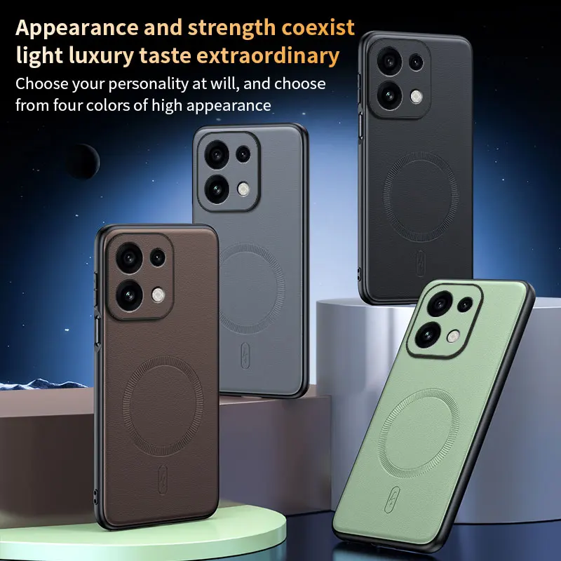 Чехол для OPPO Reno 16 Pro, магнитный кожаный защитный чехол для OPPO Reno 16 Pro, противоскользящий, с защитой от отпечатков пальцев, из ПК+ТПУ (art.: 3920dc8a93ef0) - 3920dc8a93ef0