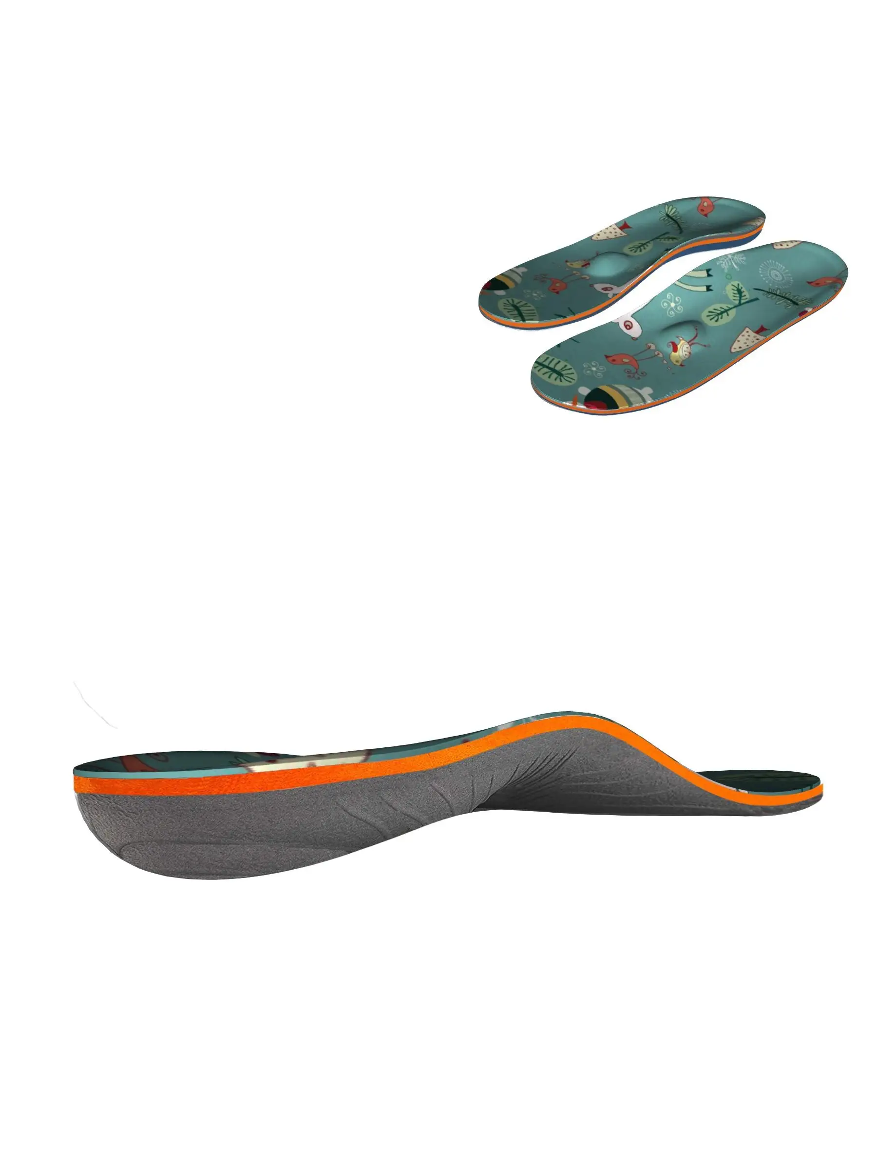 2022 new custom green cartoon insole relieve foot pain flat foot relieve arch support plantar fasciitis
