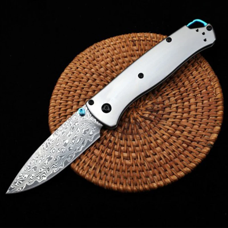 

Damascus Steel Blade BM 535 Folding Knife Titanium Alloy Handle Outdoor Camping Safe Lifesaving Tactical Pocket Knives