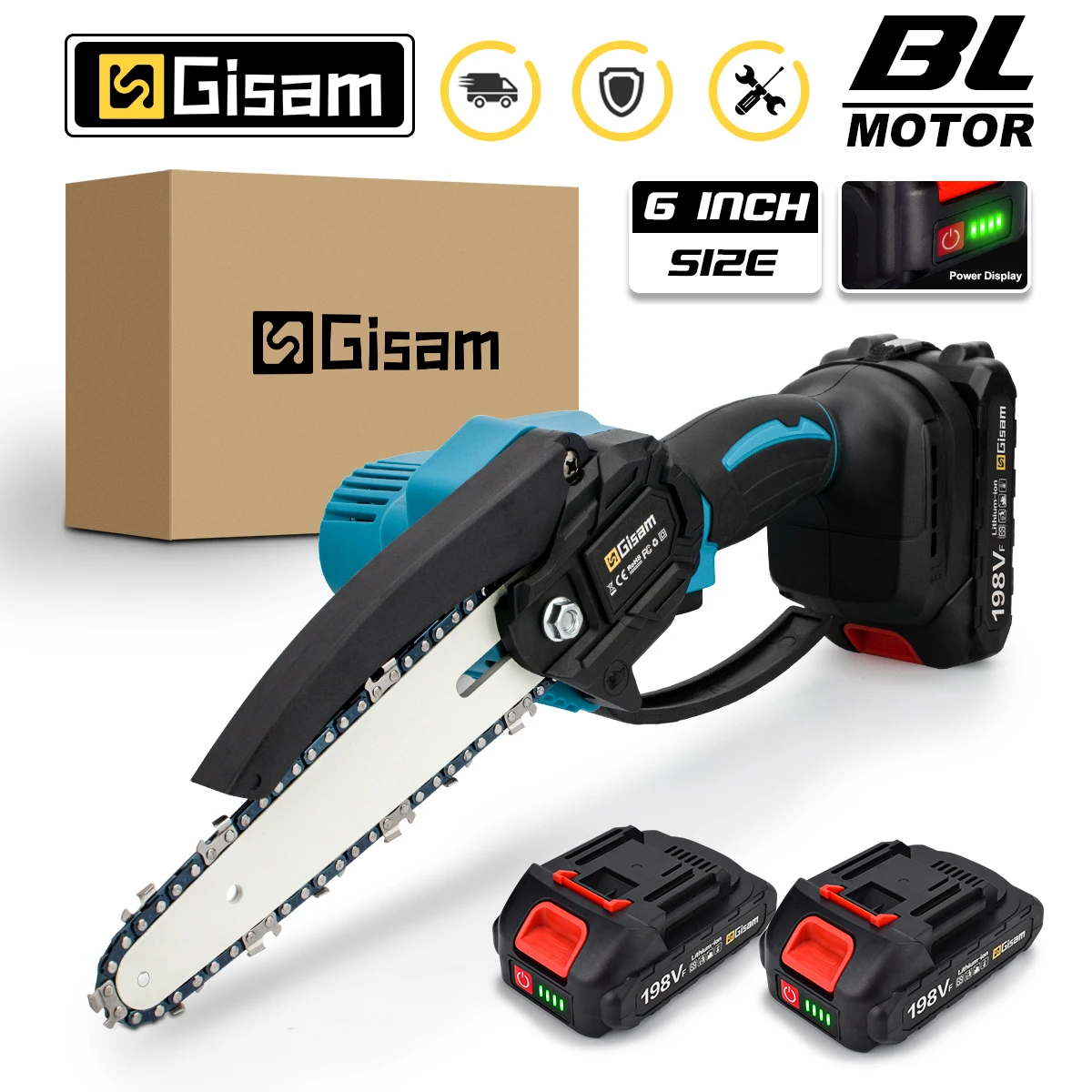 6-дюймовая бесщеточная цепная пила 198VF, ручная мини-пила для обрезки, электроинструменты для резки, аккумулятор Makita 18 в