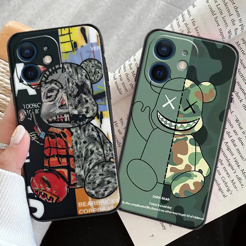 

Bear Fashion Army Bear Phone Case For iPhone 11 12 13 11 Pro 6 7 8 12 mini XR XS 12 Pro MAX SE 2020 13 Pro Soft TPU Funda