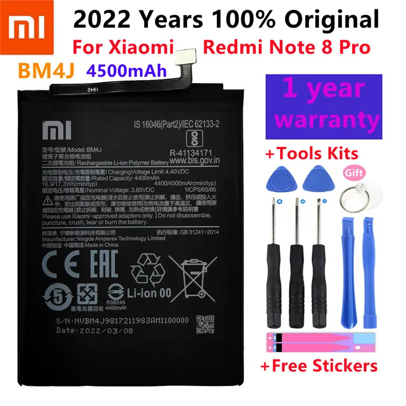 100% оригинал 4500 мАч BM4J батарея для Xiaomi Redmi Note 8 Pro Note8 настоящая запасная телефона +