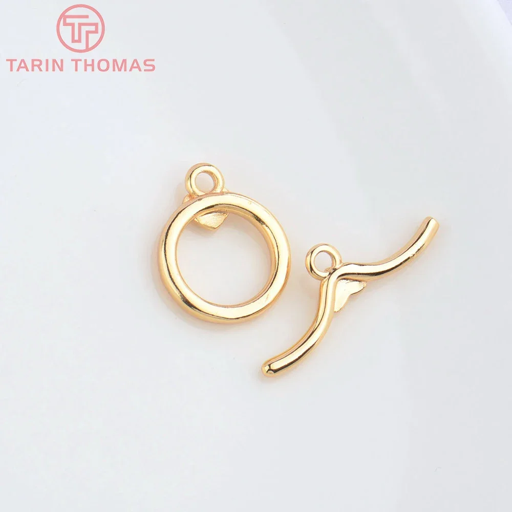 (4853) 6 компл. 13x14 мм 24-каратного золотого цвета латунный браслет с