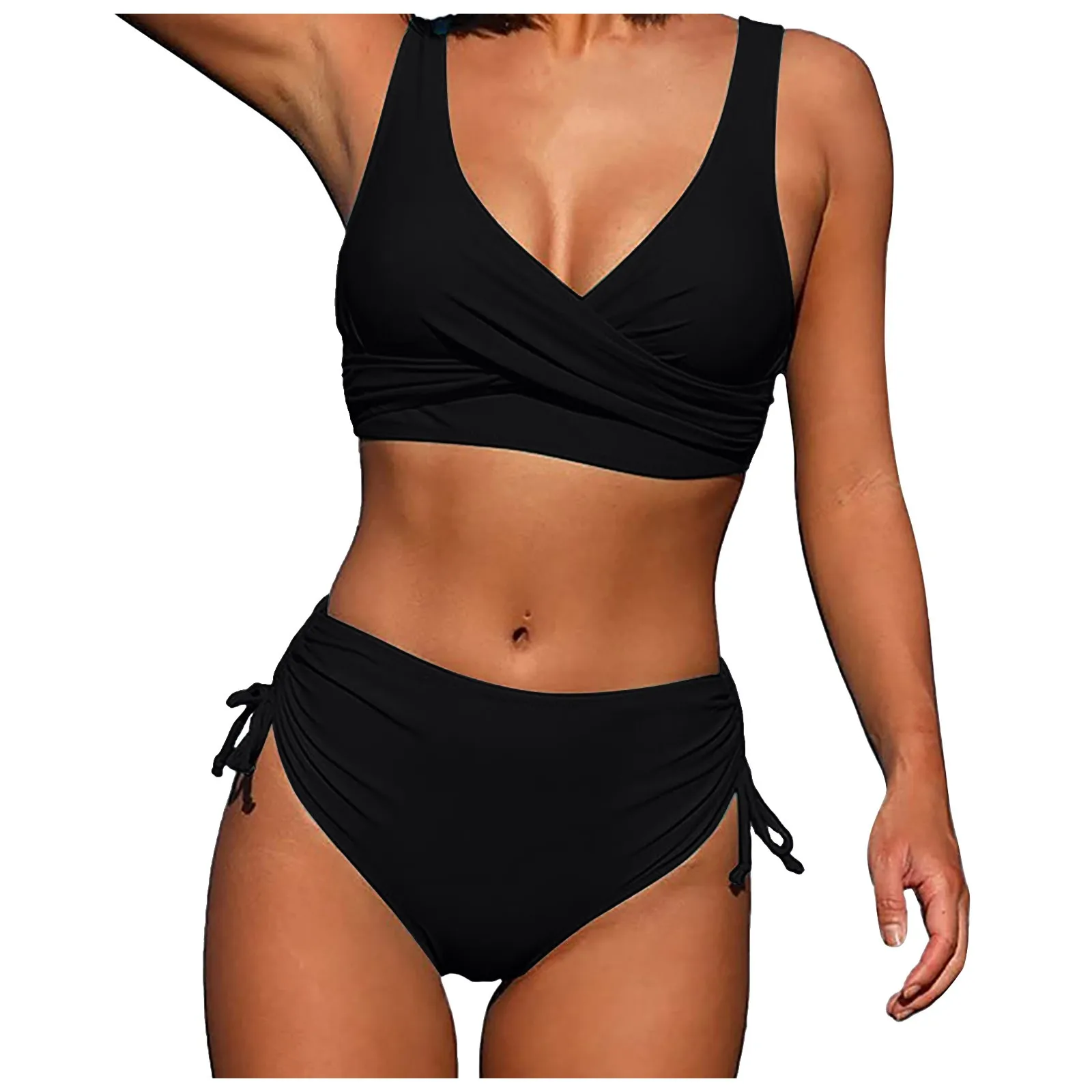 

2022 bikini solid color pit strip lace up backless Sexy bikini high waisted Swimsuit Swimsuit bikinis swiming suit women