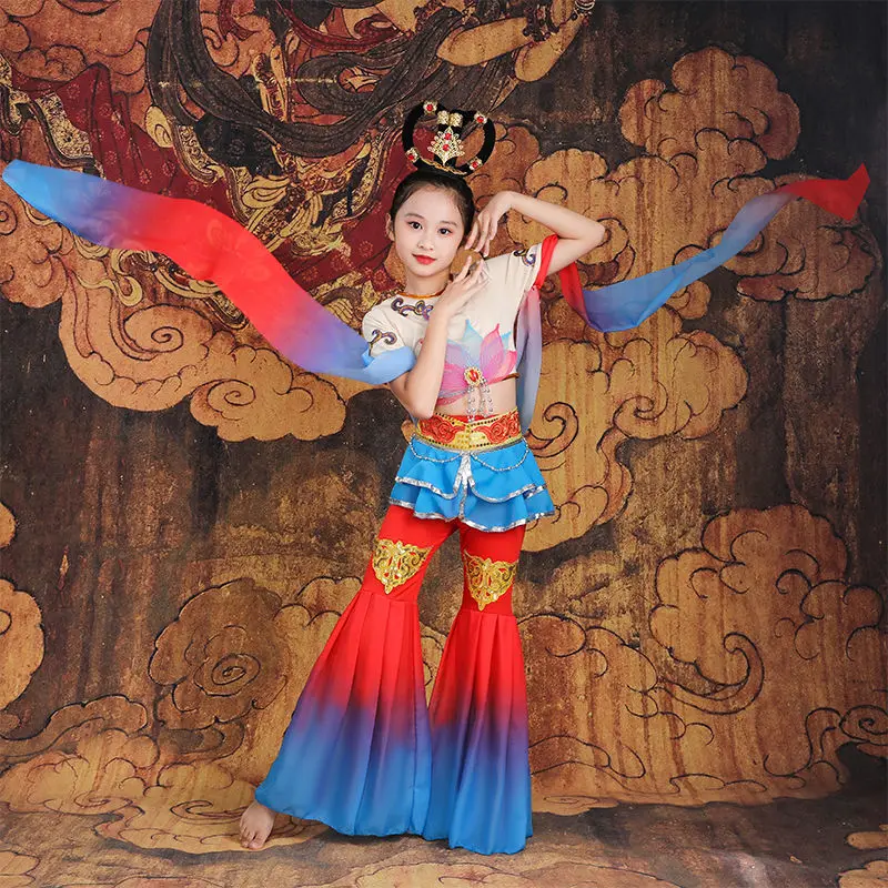 Костюм для музыкального барабана Feitian танцевальный костюм Dunhuang детский