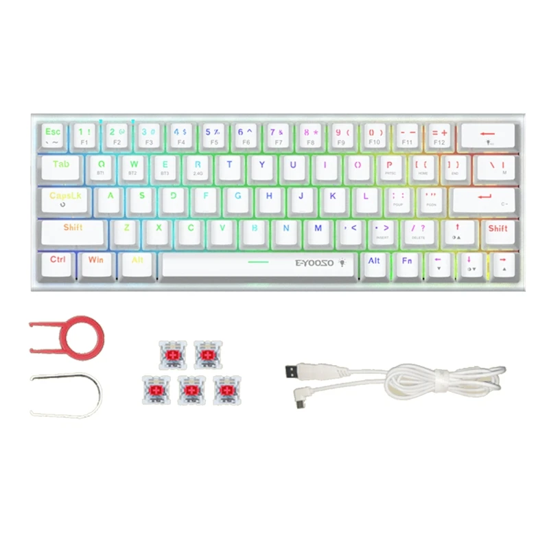 

Z-11 60% RGB Backlit Mechanical Keyboard 63-Key Hot Swap BT5.0 2.4G Wireless & Type C Optical Switches Gaming Keyboards