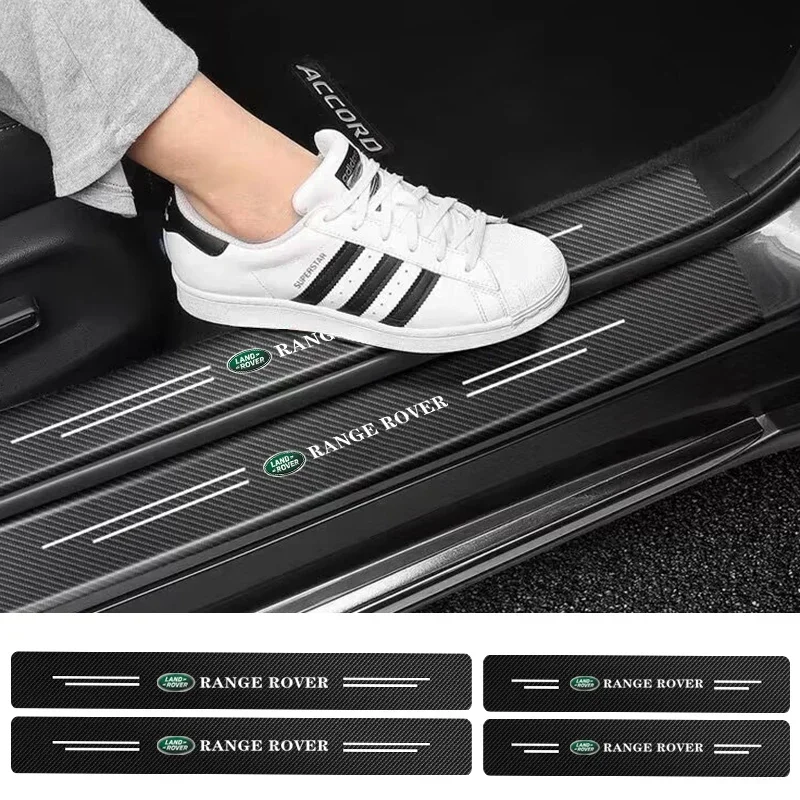 4 шт. кожаные виниловые наклейки на пороги из углеродного волокна для Land Rover Freelander