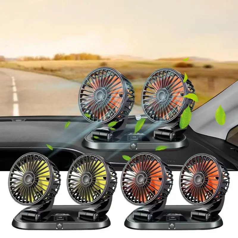 

New 360 Degrees Rotatable Dual Head Car Fan Electric Car Fa Auto USB Cooling Car Interior Accessories Multi Purpose Electric Fan