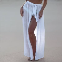 womens swim wear bikini cover up sheer beach maxi wrap skirt sarong pareo shorts white black holiday bathing