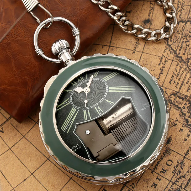 Unique Musical Quartz Pocket Watch Multicolor Case Music Box Design Trendy Gifts for Men Women Clock relgio de bolso de msica