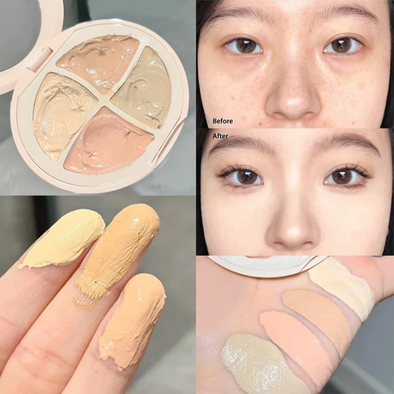 

Sdotter 4Colors Concealer Palette Waterproof Long Lasting Cover Dark Circles Acne Pores Cream Shading Moisturizing Face Makeup C