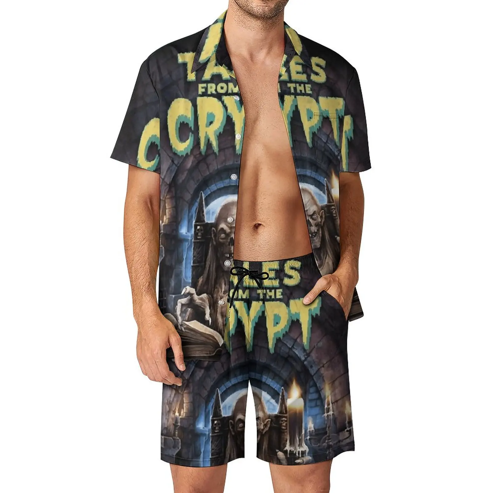 

Tales From The Crypt Skull Men's Beach Suit Unique 2 Pieces Suit top Quality Swimming USA Size