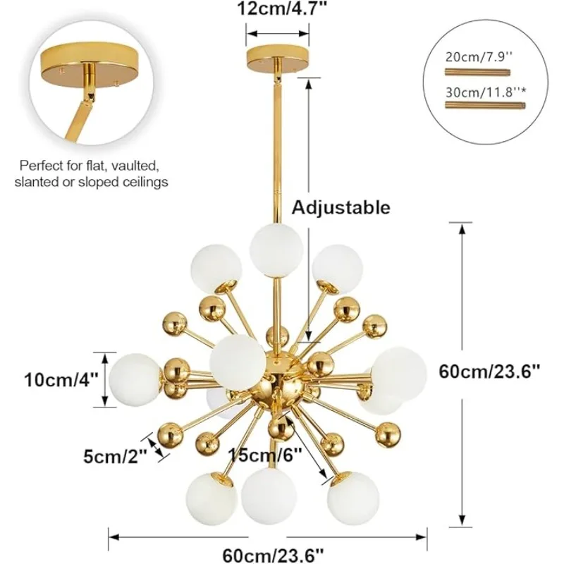 

Подвесной светильник Artpad, золотой, стеклянный, 11 лампочек, 60 см