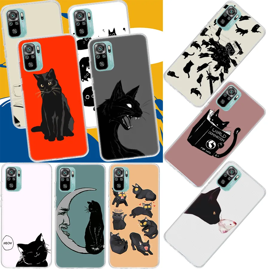 

Premium cute black cat Phone Case For Xiaomi Mi 12T Pro 12X 11 Ultra 10 12 Lite 13 5G 11i 11T 10T 9 9T 8 6X 5X Cover Soft Fundas