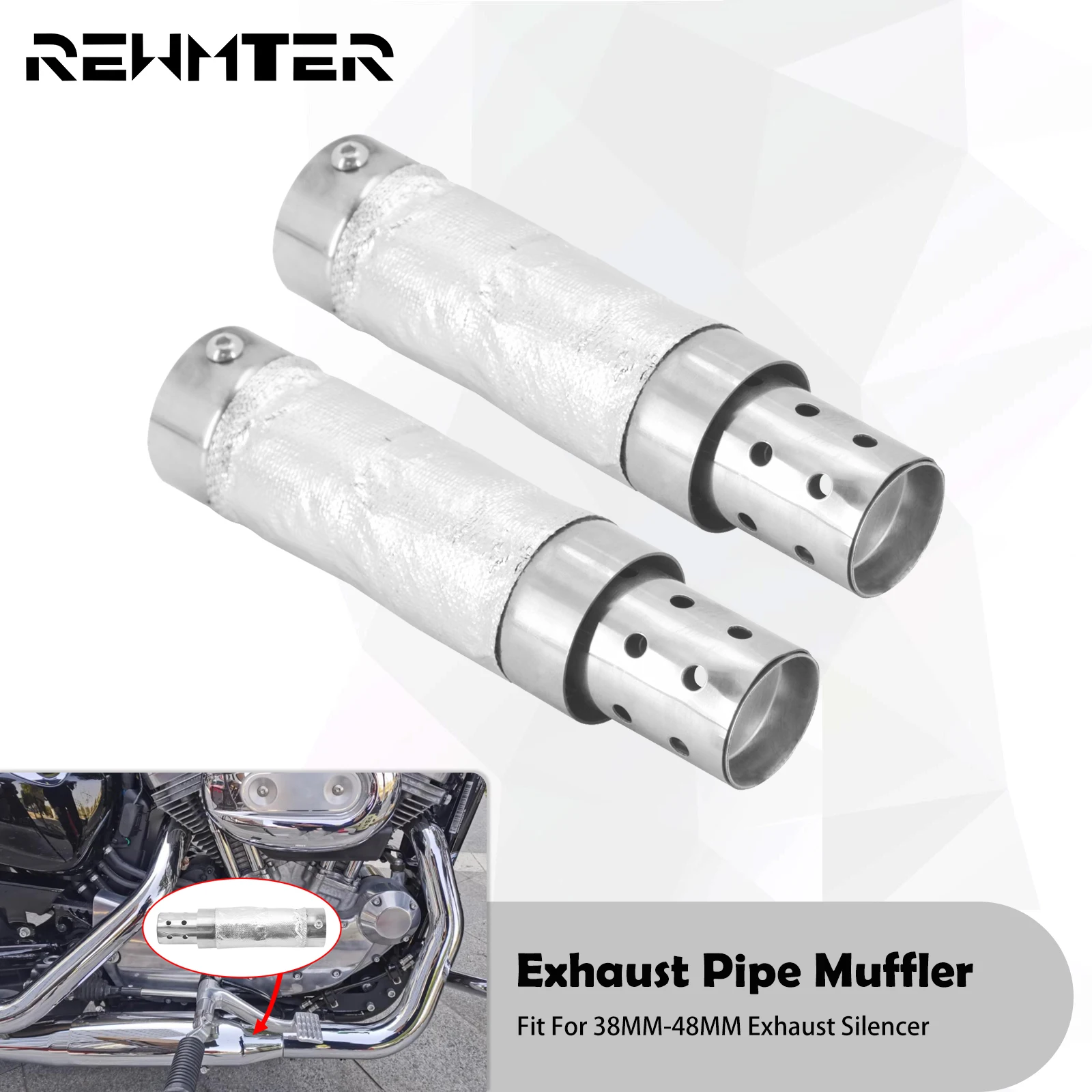 

Мотоциклетный глушитель 38-48 мм, бесшумный глушитель выхлопной трубы, универсальный глушитель для Harley Sportster Touring FLHT FLHX Dyna Softail Slim