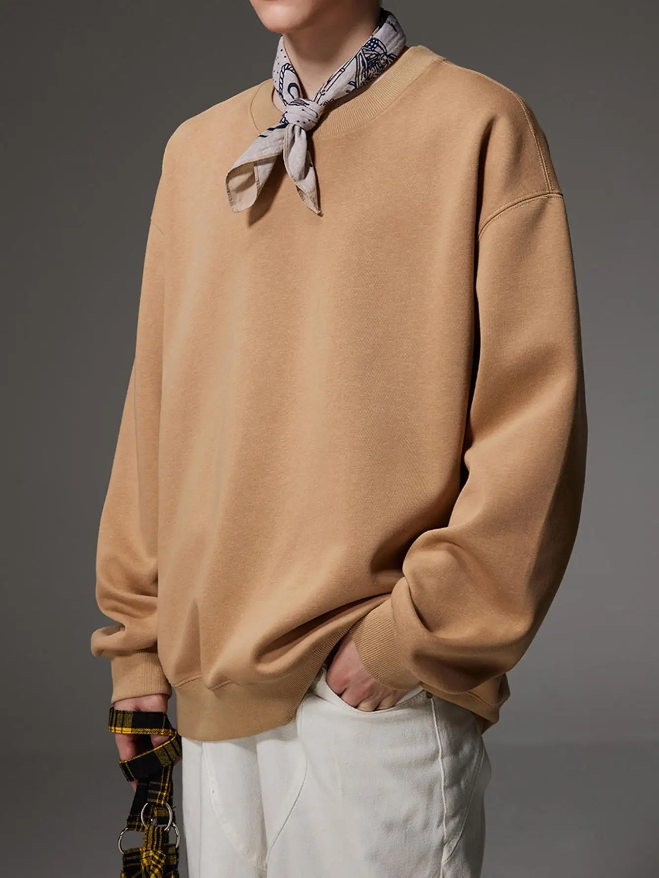 Осенние новые брендовые мужские пуловеры в стиле хип-хоп большие однотонные