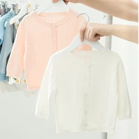 2022 baby girl baby sweet breathable cotton soft solid color cardigan sun protection shirt coat kids clothes