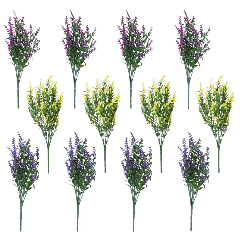 

12 Strands Artificial Lavender Flowers Outdoor Fake Flowers for Decoration