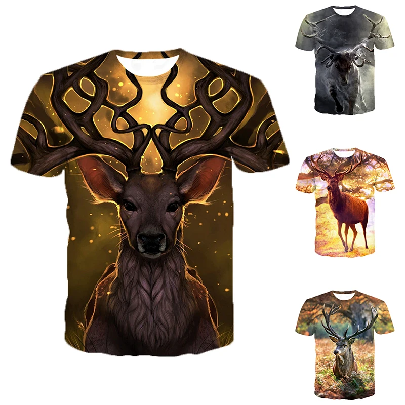 

Fantasy 3d Print T-shirt Animal Deer Print T-shirt