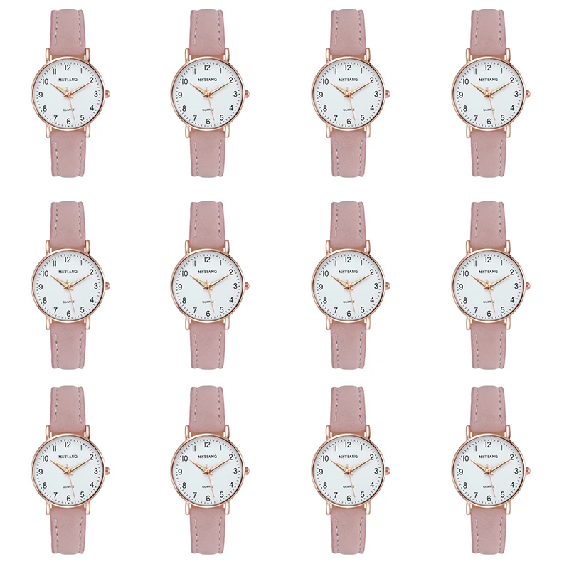 

SMVP2pcs New Watch Women Fashion Casual Leather Belt Watches Simple Ladies' Small Dial Quartz Clock Dress Wristwatches Reloj muj