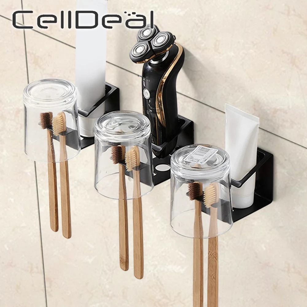 

Stainless Steel Toothbrush Toothpaste Cup Holder Multifunctional Storage Rack Organizer Space Saving Stand Bathroom Accessories