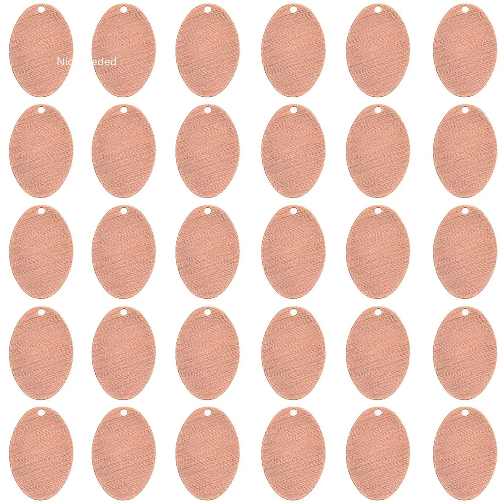 

30pcs Brass Pendants Flat Oval Blank Stamping Tag Pendants Charms for Bracelet Necklace Jewelry DIY Craft MakingBrushed