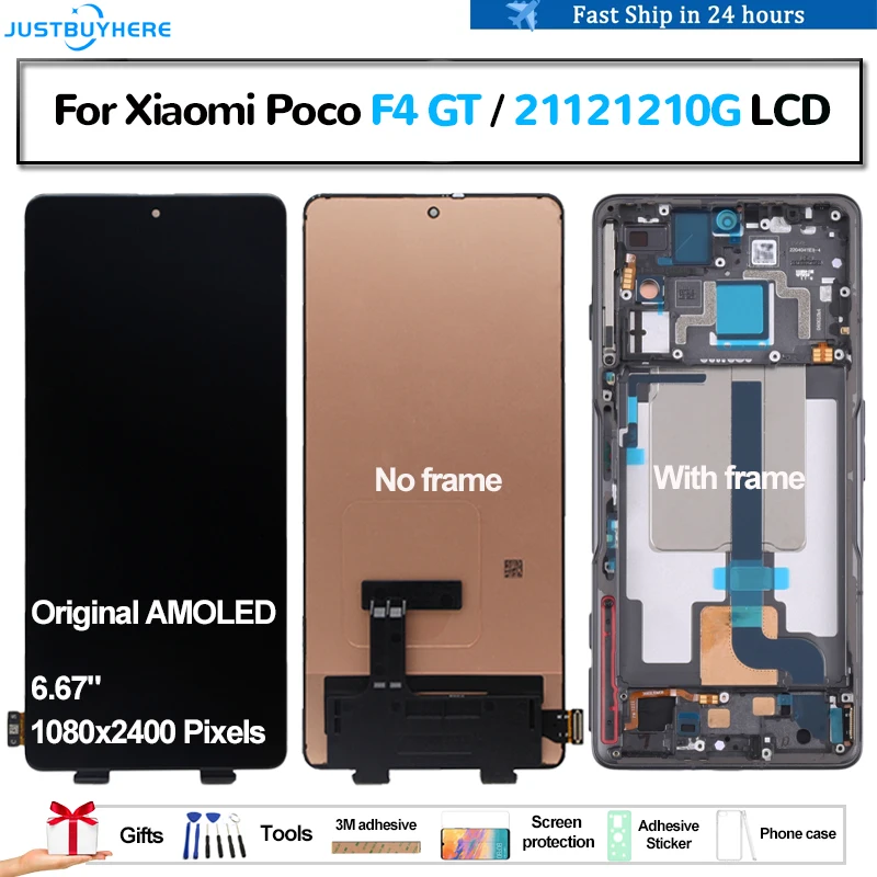 Original AMOLED For Xiaomi Poco F4 GT 21121210G lcd Pantalla Display Touch Panel Screen Digitizer Assembly Replacement Accessory