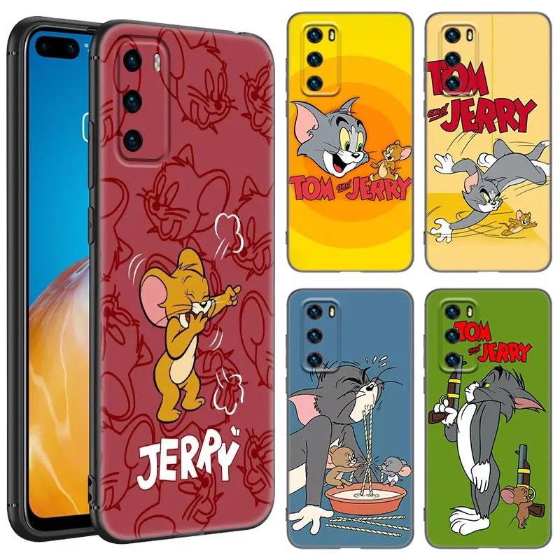 Черный чехол для телефона T-Tom And Jerrys Huawei Nova 7i 8i Y70 P20 P30 P40 Honor 50 SE 90 Lite Y6 Y9 Prime Y5 Y7 Pro 2019