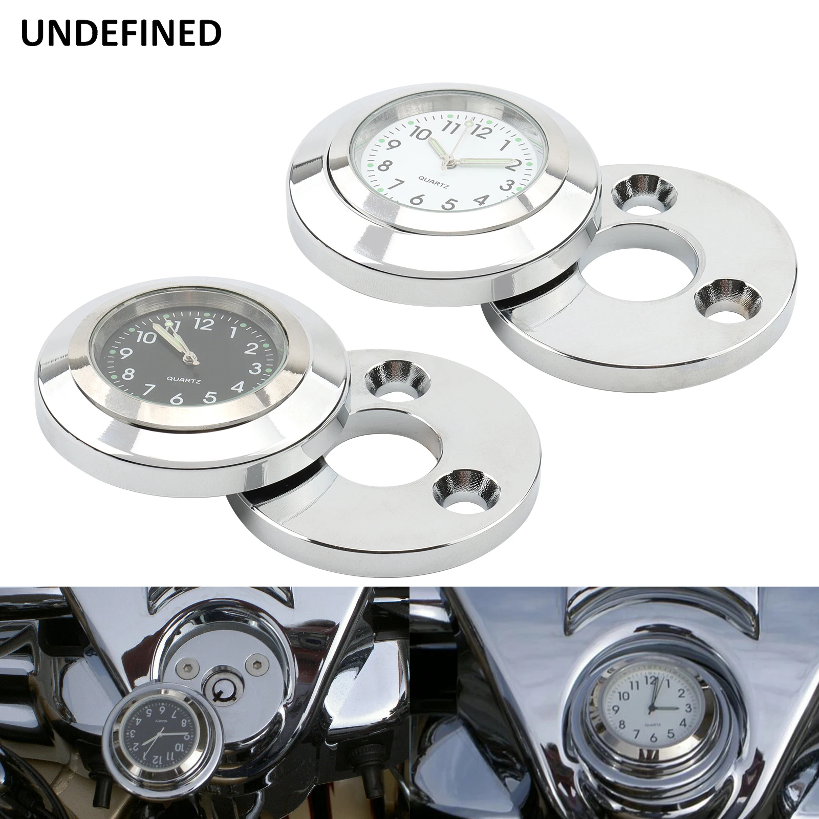Motorcycle Chrome Front Fork Lock Clock Stem Nut Mount White/black Dial For Harley Road King models 1994-2022