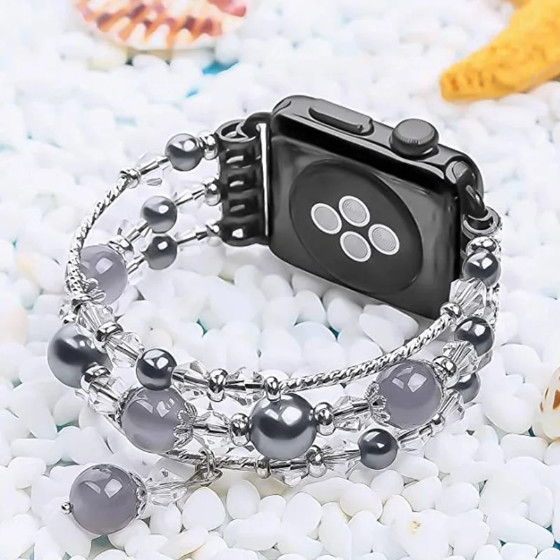 Женский браслет для Apple Watch band 45 мм 41 38/42 эластичный бриллиантовый iWatch Series 7 6 5 4 3 SE 40