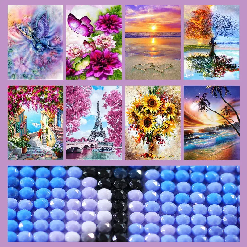 

Landscape 5dDIY Diamond Painting Round Full Sunset Rhinestone Mosaic Embroidery Kit Picture Home Decor Gift