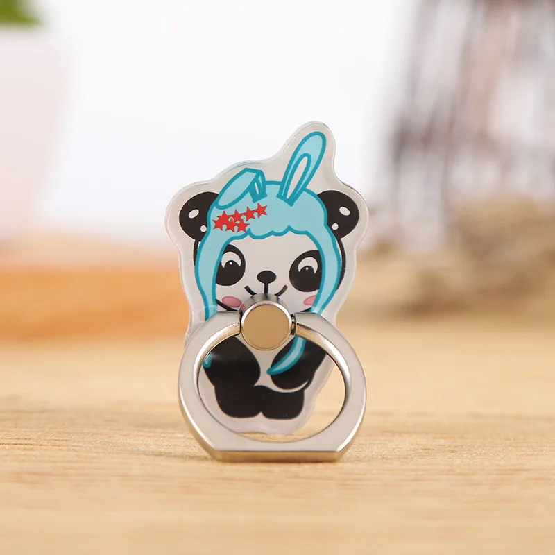 

2022 Cute Cartoon Panda Finger Ring Cat Head Ring Cartoon Mobile Phone Smartphone Stand Holder