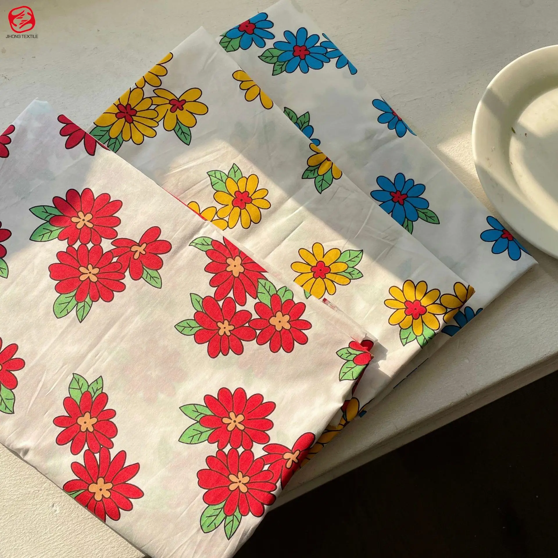 

1 ярд Чистый хлопок 60S корейский стиль Маргаритка лист цветочный принт ткань домашний декор детская одежда платье Женская ткань