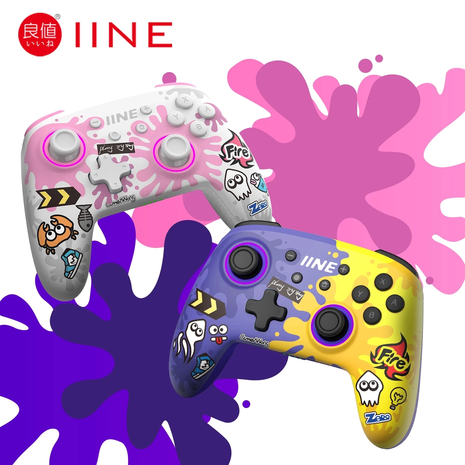 

NEW IINE Splatoon Exclusive Wireless Controller Wake Up Support NFC Amiibo Compatible for Switch/Switch lite/Switch OLED gamepad
