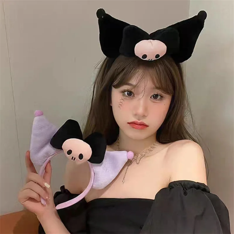 Повязка на голову Kuromi для косплея милый женский ободок аксессуары волос Хэллоуин