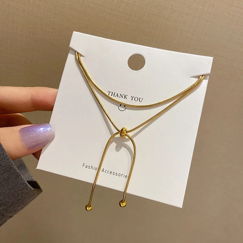 

Simple Stainless Steel Adjustable Necklace for Women Fashion Creative Design Golden Clavicle Chain Joyero Trend 2022 Collar чоке