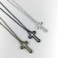 2022 new simple classic fashion cross antique silver black bronze pendant boys girl long chain necklace men and women jewelry