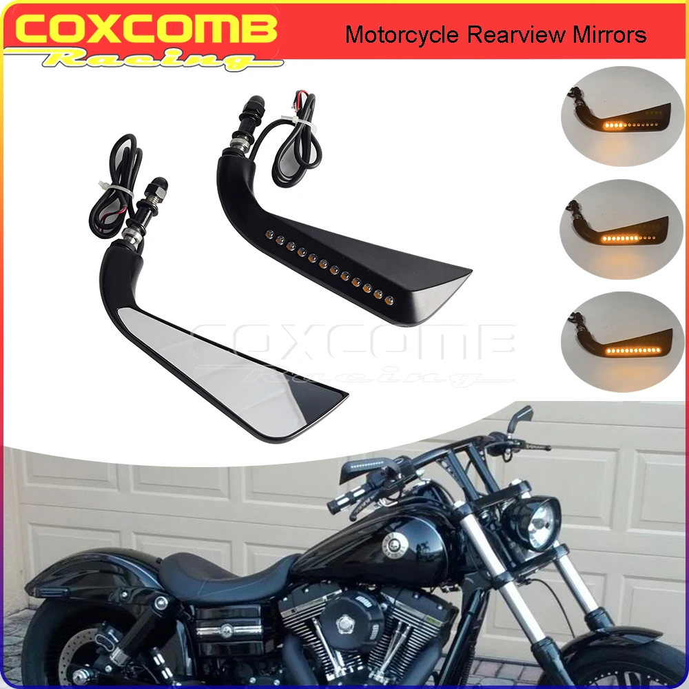

Боковые зеркала заднего вида Axe Style Cafe Racer для Harley Dyna Sportster Softail Touring Scrambler Chopper светодиодный с последовательными сигналами