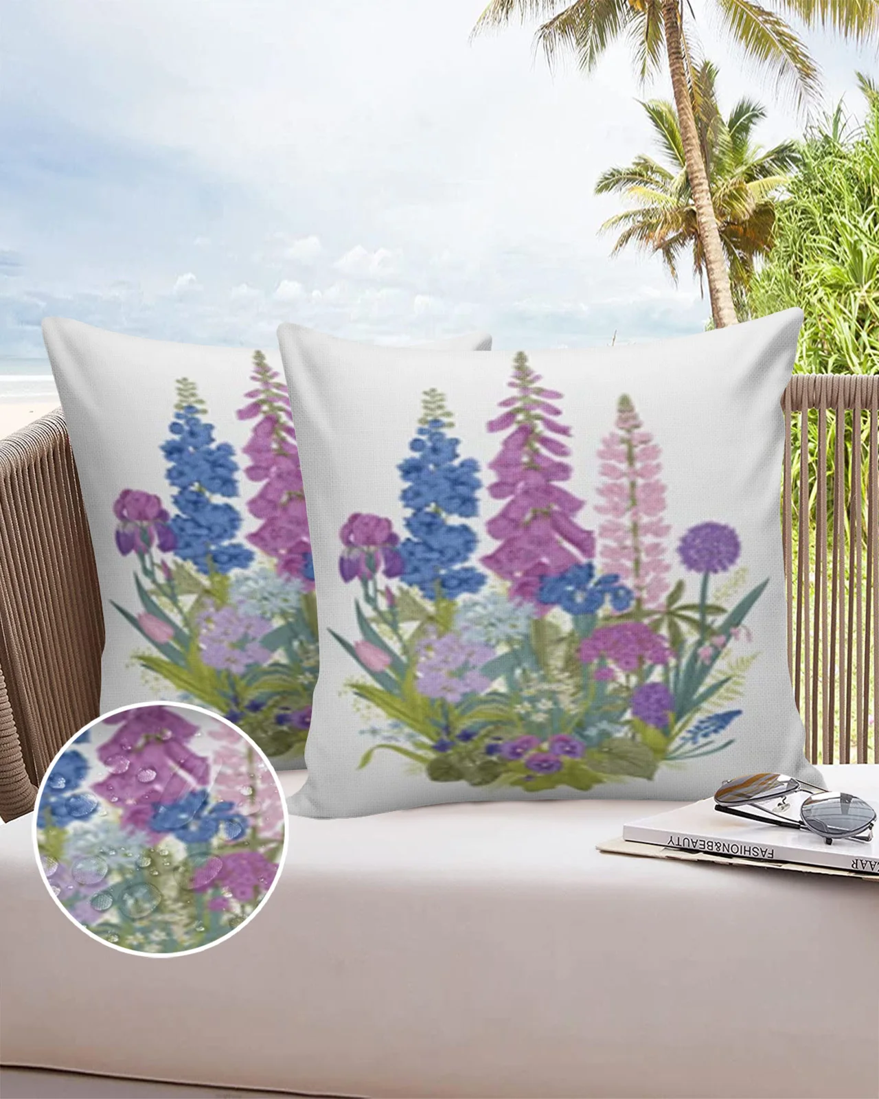 

2/4pcs Set Pillow Case Summer Garden Flowers Waterproof Pillowcase Decorative Bed Pillow Cover Home Decor Sofa Car Cushion Cover