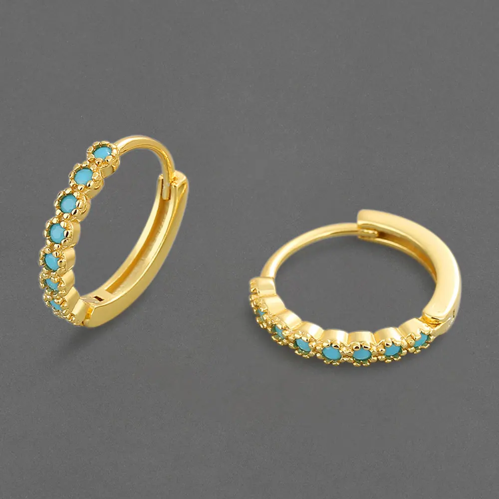 

Gold Hoop Earrings For Women Round Huggie Sleeper Earring Turquoise Original Designer Zircon Fashion Luxury Jewelry Making