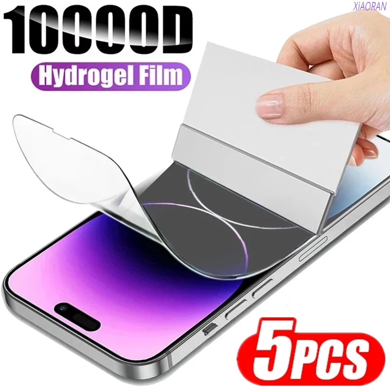 

5 шт. Гидрогелевая пленка для IPhone 15 14 Pro Max 8 7 Plus полное покрытие Защита экрана для IPhone 13 12 Mini 11 PRO X XS MAX не стекло