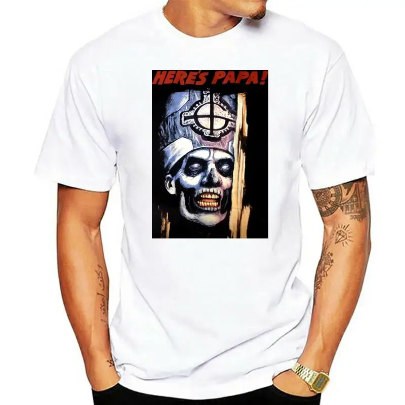 

New Ghost Band Here's Papa Heavy Metal Black Shirt Badhabitmerch Fashion Printed Mens T Shirt 5xl Tshirt T-Shirt For Men Casual