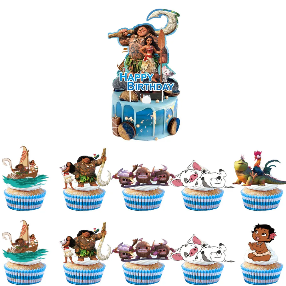 Топперы для капкейков в стиле Disney украшение торта Моана тропический праздничный
